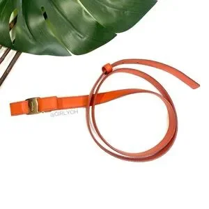 Salvatore Ferragamo Orange Leather Vara Bow Slim Belt Salvatore Ferragamo | Accessories | Salvatore Ferragamo  main image 4